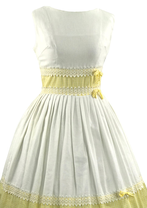 Deadstock 1950s Yellow and White Gingham Cotton Dress- New!