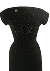 Vintage Early 1960s Black Wool Dress with Rhinestones- New!