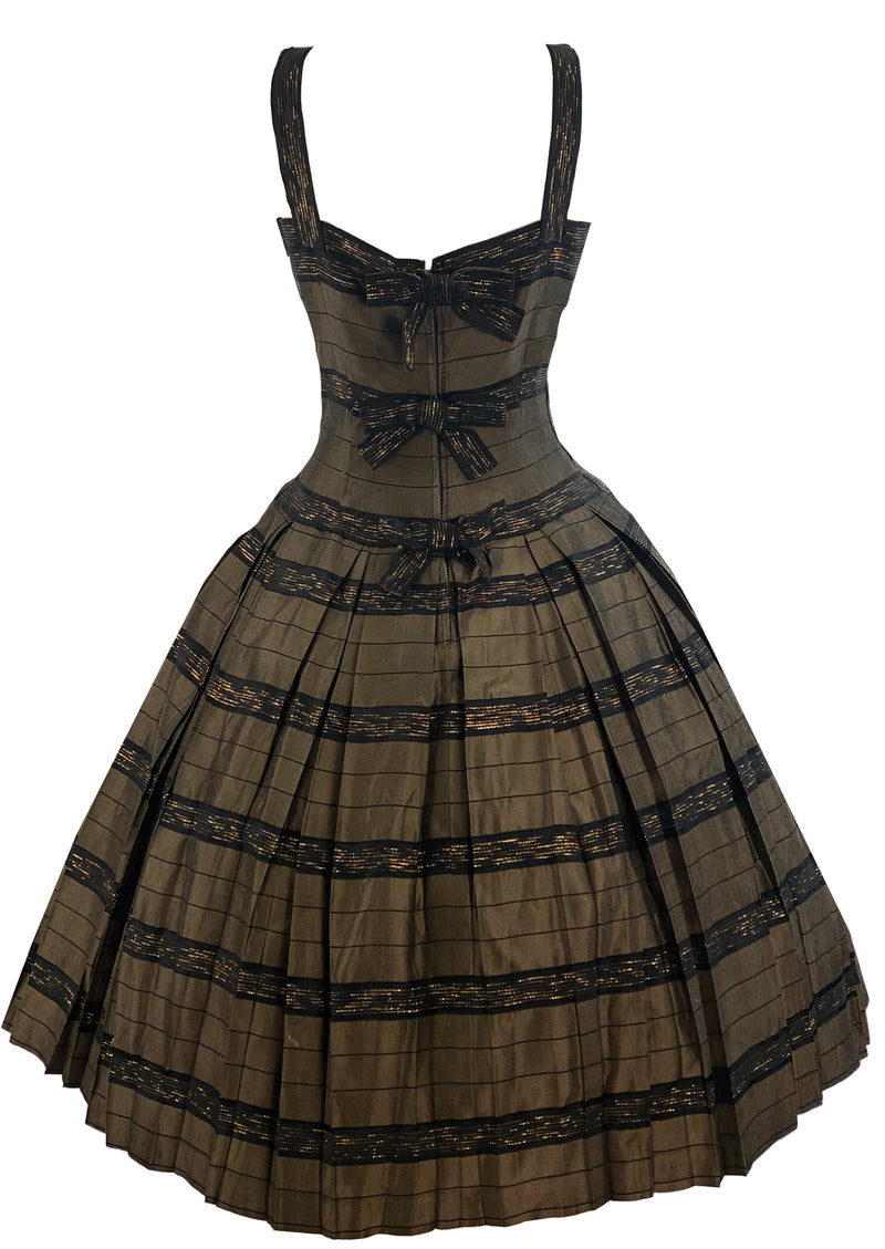 Vintage 1950s French Bronze and Black Cocktail Dress- NEW!