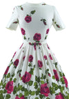 Outstanding Magenta Roses Pique Cotton Dress- New!