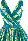 Lovely 1950s Blue Column Roses Cotton Dress- New! (ON HOLD)