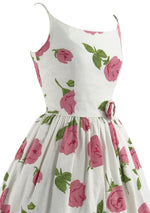 Vintage 1950s Pink Roses Pique Cotton Sundress- New! (ON HOLD)