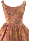 Original 1950s Peach Pink Floral Chiffon Party Dress - New!