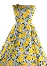 1950s Yellow Roses Cotton Horrockses Dress- New!