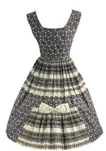 Vintage 1950s Black & White Print Cotton Dress- NEW!