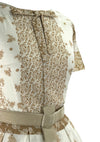 Vintage 1950s Cinnamon and White Novelty Border Print Dress - New!