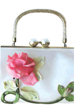 Vintage 1950s Pink Rose Applique Handbag - New! (Layby)