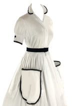 Late 1950s to Early 1960s White Cotton Dress- New!