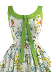 1950s Rainbow Coloured Rose Floral Cotton Dress- New!