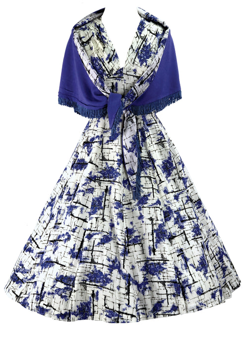 Late 1950s -60s Lavender & White Dress Ensemble - New!