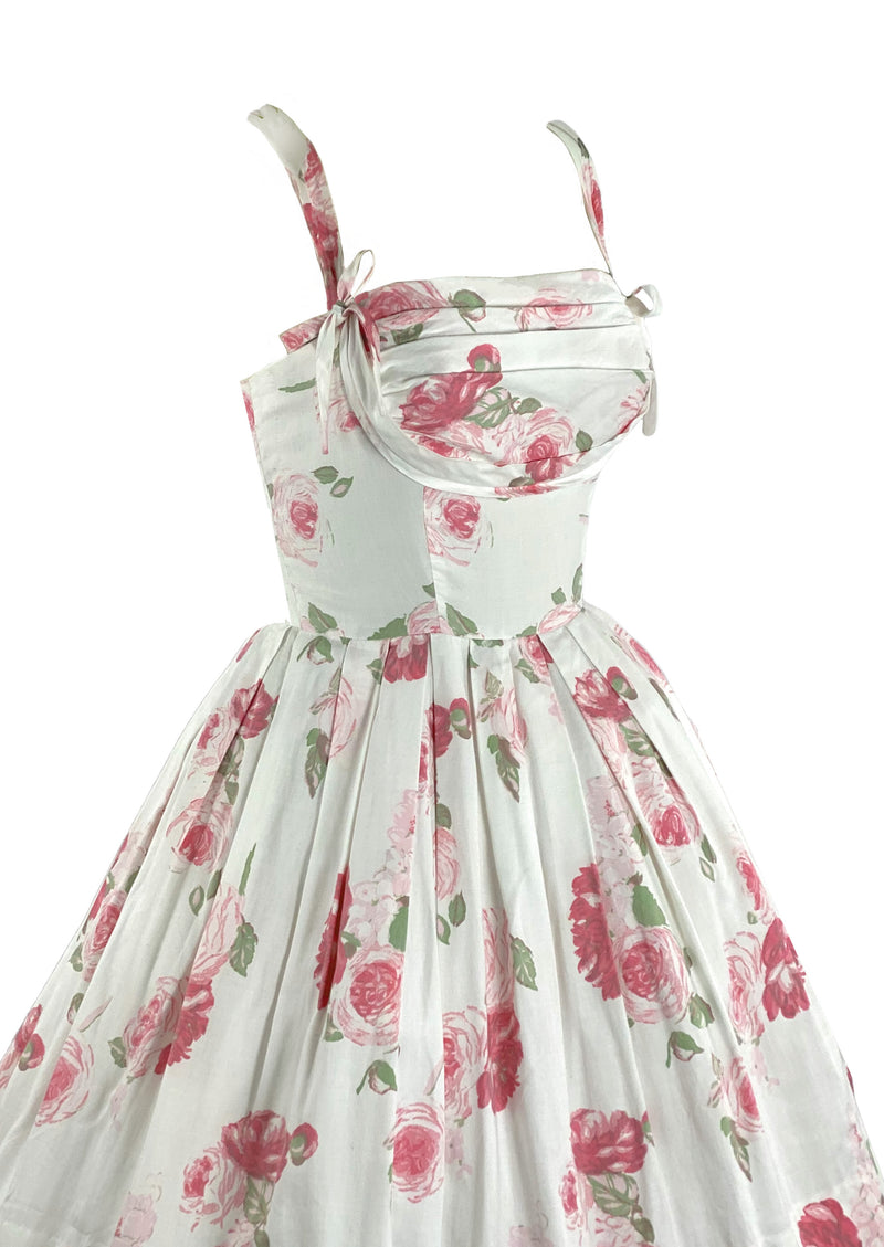 1950s Muted Pink Roses Floral Sundress- New!