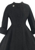 1950s Designer Lilli  Ann Black Boucle Princess Coat- New!