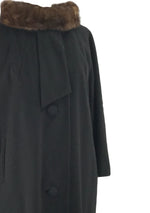 1960s Couture Lilli Ann Black Wool Coat with Mink Collar- New!