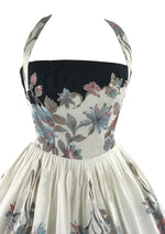 Vintage 1950s Floral Halter Border Print Dress- New!