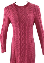 Vintage 1980s Rouge Pink Cable Knit Dress- NEW!