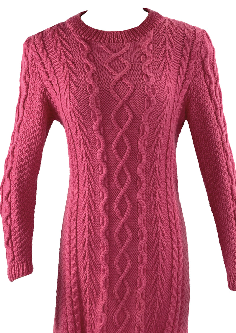 Vintage 1980s Rouge Pink Cable Knit Dress- NEW!