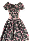 1950s Dancing Rose Petals Cotton Dress- New!