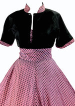 1950's Purple & Black Flocked Party Dress Ensemble - New!