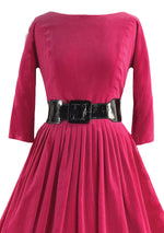 Lovely Early 1960s Cerise Velvet Dress- New!