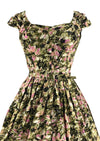 Early 1960s Impressionist Floral Print Cotton Dress- NEW!