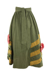Vintage 1970s Sunflower Appliqué Maxi Skirt by Designer Chessa Davis - New!