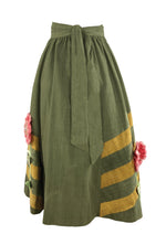 Vintage 1970s Sunflower Appliqué Maxi Skirt by Designer Chessa Davis - New!