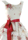 Vintage 1950s Pink Roses Bouquet Pique Dress  - New!