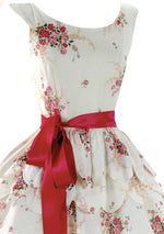 Vintage 1950s Pink Roses Bouquet Pique Dress  - New!