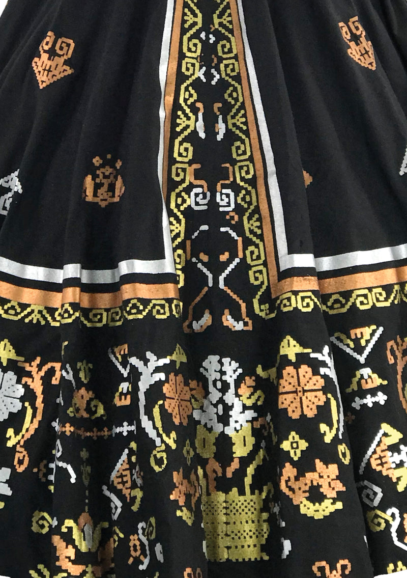 Vintage 1950s Maya de Mexico Hand Painted Skirt- New!