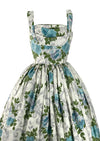 Fabulous 1950s Blue Roses Horrockses Designer Dress- New!