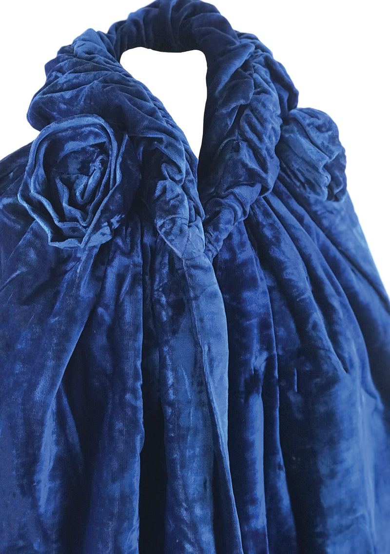 Vintage 1920s Sapphire Blue Velvet Cape - New!