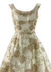 1950s Cream Silk Satin Ceil Chapman Designer Cocktail Party Dress- New!