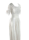 1970s Young Edwardian Look White Cotton Maxi Dress- New!