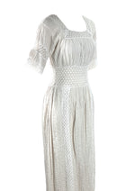 1970s Young Edwardian Look White Cotton Maxi Dress- New!