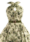 Vintage 1950s Cross-Over Neckline Floral Dress - New!