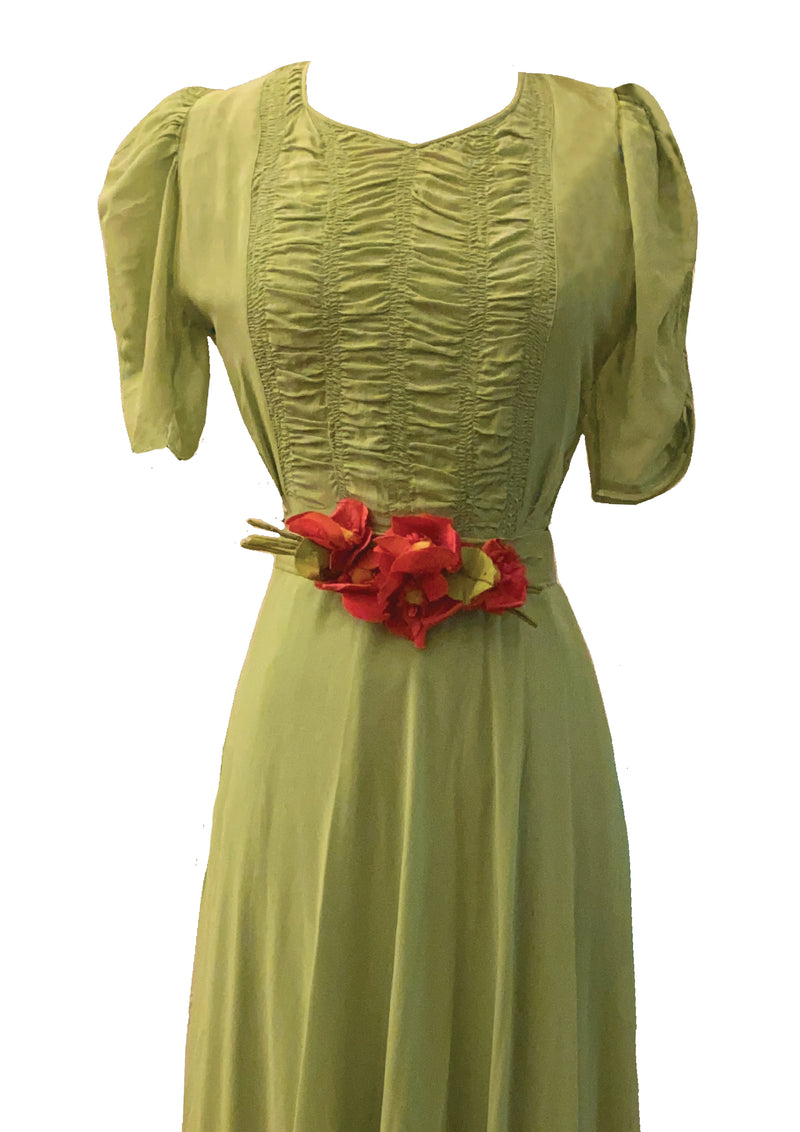 Stunning 1930s Crepe Chiffon Party Maxi Dress - New!