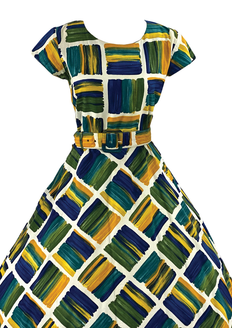 Late 1950s Early 1960s Paint Splatters Cotton Dress  - NEW!