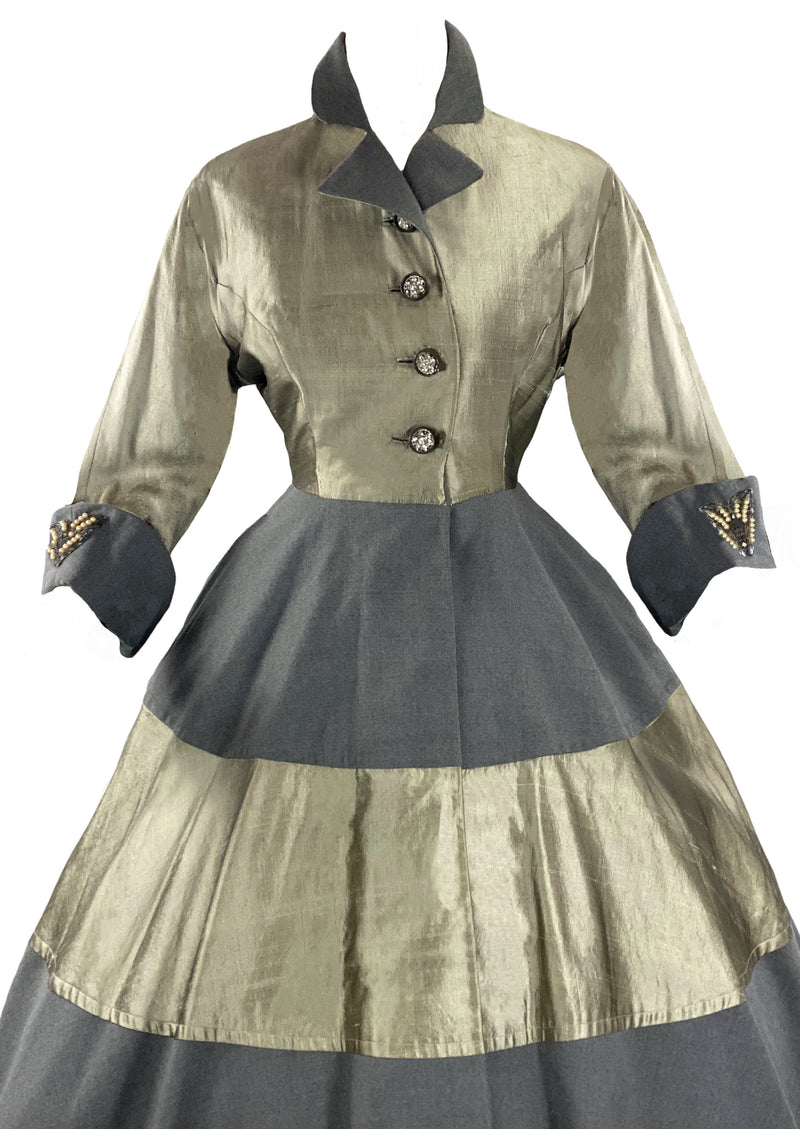 Sensational 1950s Grey/ Silver Princess Coat- New!