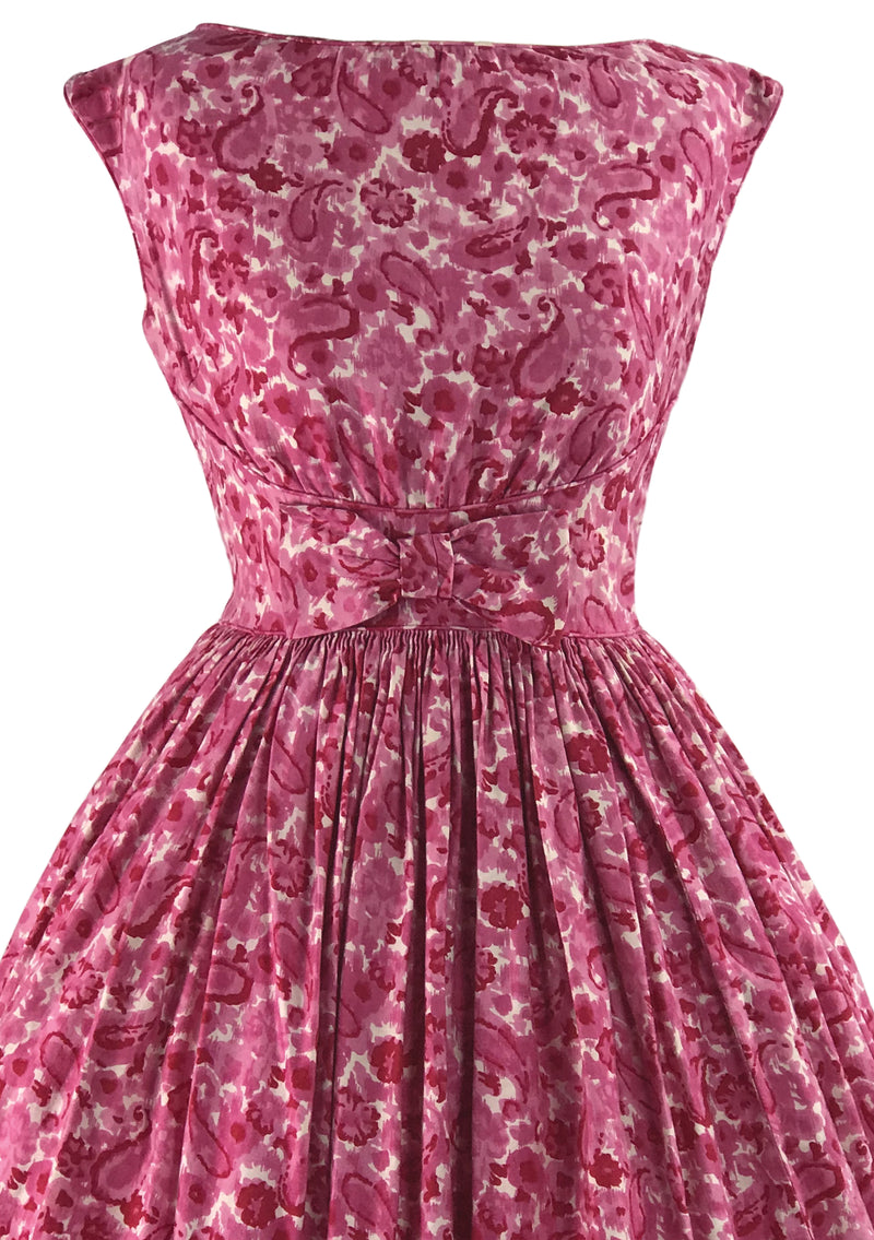 Vintage 1950s Pink Swirl Cotton Gay Gibson Dress- New!