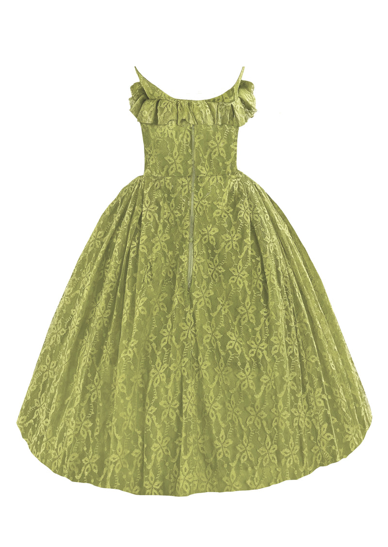 Early 1960s Chartreuse Lace Party Dress - NEW!