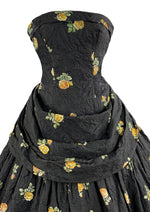 Vintage 1950s Linzi Line British Designer Black Floral Dress- NEW!