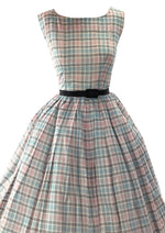 Late 1950s Early 1960s Pink & Blue Plaid Dress - New!