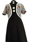 1960s Designer Black, Brown & Cream Space Age Dress  - New!