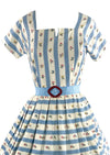Late 1950s Blue and White Ribbon Effect Dress- New!