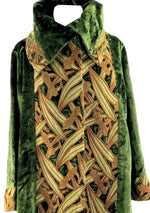 Early 1920s Green Silk Velvet Coatv with Lattice Panels - New!