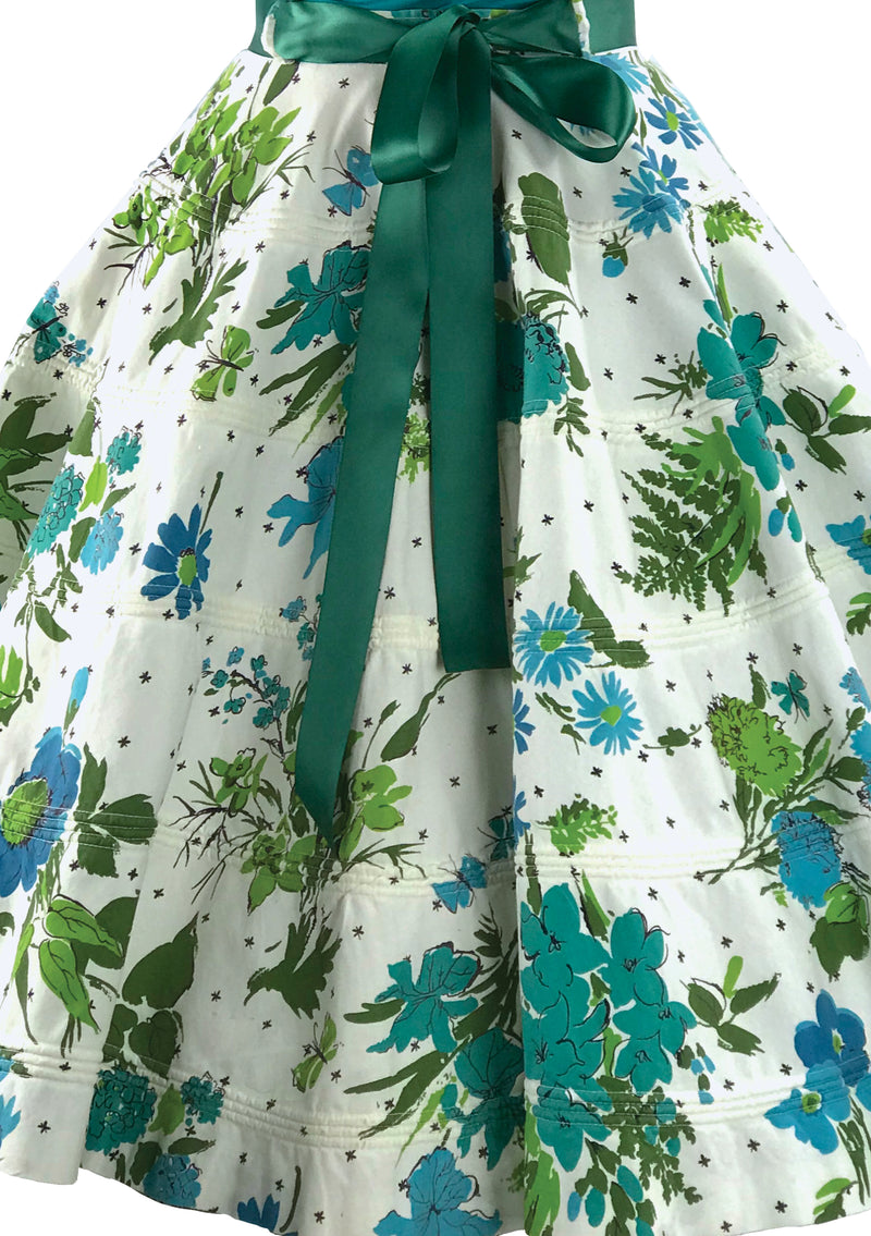 Vintage 1950s Floral Corded Cotton Skirt- New!