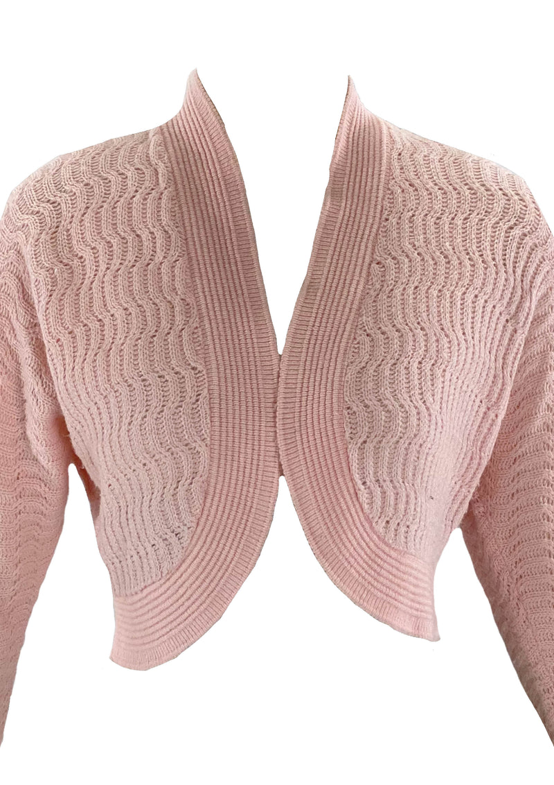 Pretty Vintage 1950s Pink Knit Bolero- New!