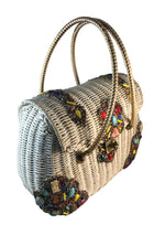 Original 1960s Midas of Miami Wicker Jewelled Handbag - New!