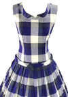 Vintage 1950's Blue & White Buffalo Plaid Cotton Dress  - New!