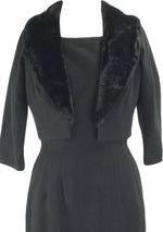Sophisticated 1950s Black Wool Dress & Jacket Ensemble -New!
